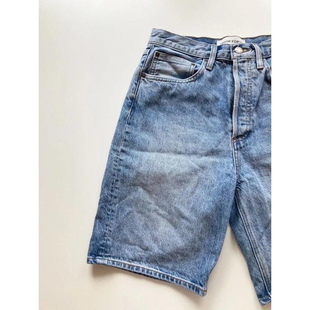 Aritzia DENIM FORUM Joni High Rise 90's Loose Bermuda Denim Shorts, Size 27 - Picture 2 of 16
